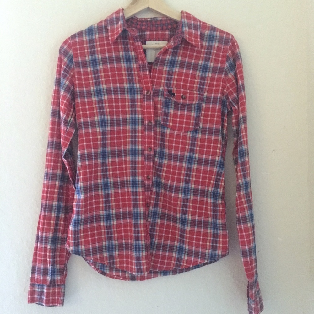Abercrombie & Fitch Red Plaid Button Up Shirt